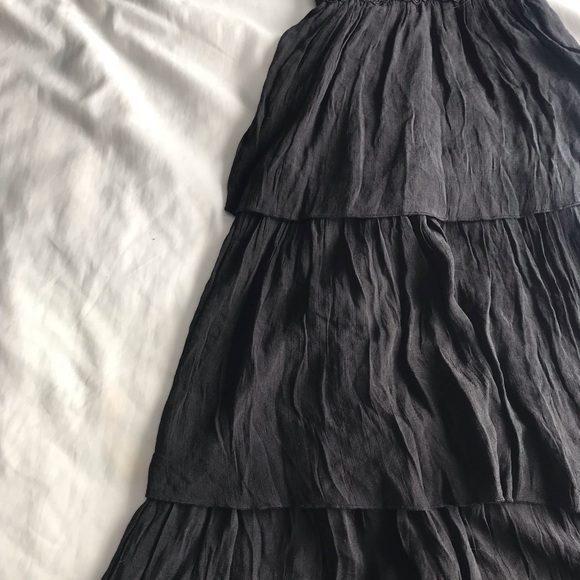 Womens Black Tiered Summer Dress - Picture 3 of 5